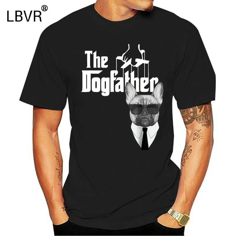 Negru Dogfather Bulldog Francez Tricou Frenchie Câine Tricou Bumbac Vrac Dimensiune Top Tee Shirt