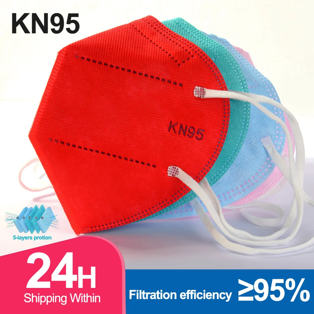 5 Culoare KN95 Masca CE FFP2 Facial, Masti de Fata 5 Straturi de Filtrare de Protecție de Îngrijire a Sănătății Măști de 95% Respirator Gura FFP3 Mascarillas