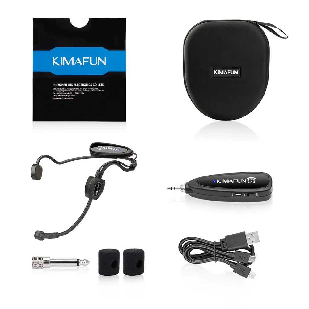KIMAFUN 2.4 G Wireless Headset Sistem de Microfon cu emitator si Receptor Design pentru Performanță Etapă,Trupa Live,Busker