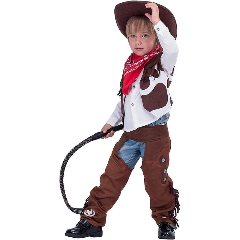 Baieti Cowboy Arata Vesta Pantaloni Copii Costum Halloween Costume Cosplay Pretinde Joc De Petrecere Joc De Rol Tinuta De Scena Show Dress Up Haine