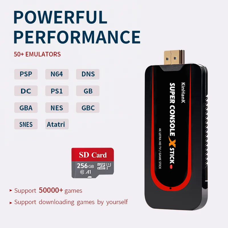 Portabil Retro Console Portabile Super Consola X Stick Pentru PSP/PS1/N64 Consolă de jocuri Video Cu 50000+ Jocuri,4K HD,WIFI Afară,KODI