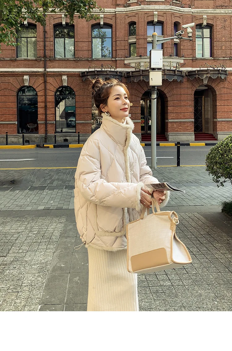 2020 Iarna coreean Jos Bumbac Pâine Strat Gros de Îmbrăcăminte exterioară pentru Femei Talie Iepure Faux Blana Rever Jachete Calde de sex Feminin