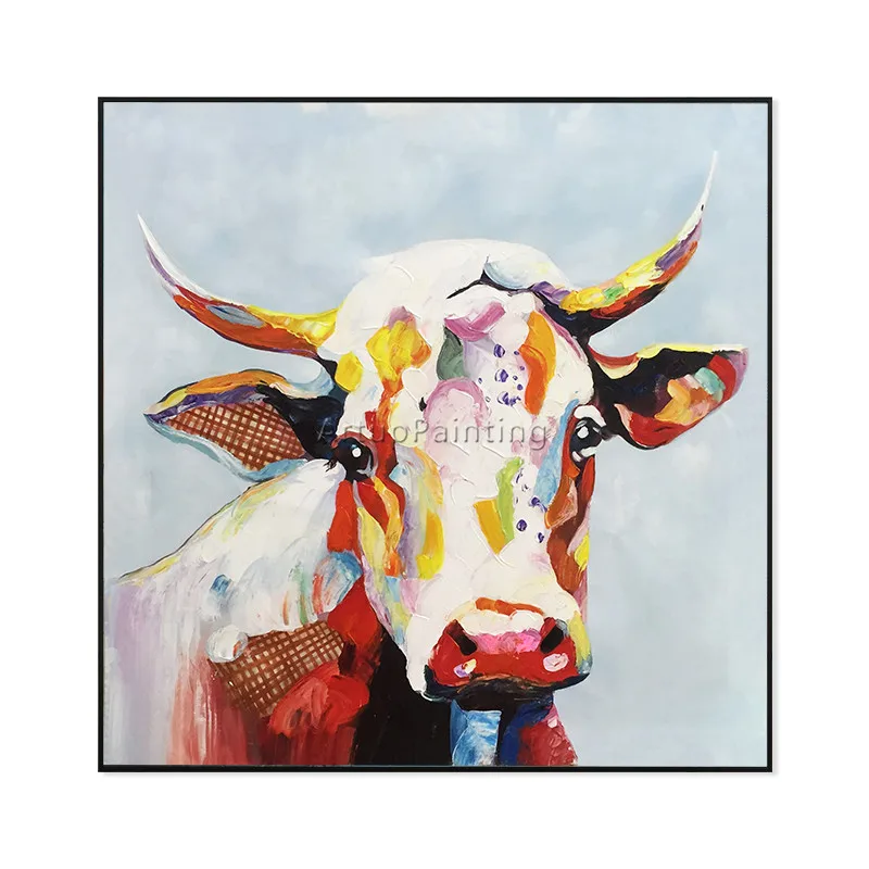 Panza pictura Acrilic pictura vaca arta de Perete Imaginile Pentru Camera de zi decor acasă caudros decoracion plattle cuțit de animale arta