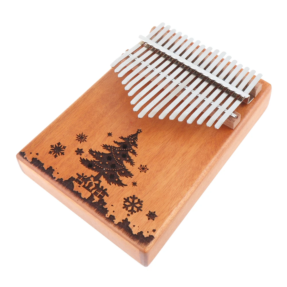 17 Cheie Kalimba Pom De Crăciun Gaură De Sunet Unic Mini-Bord Mahon Degetul Mare Pian Mbira Naturale Instrument De Tastatură Cadou De Crăciun