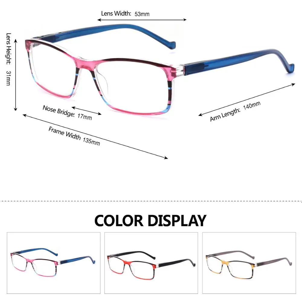 Spring fashion square bărbați și femei ochelari de citit ultra light de calitate arc balama print reader