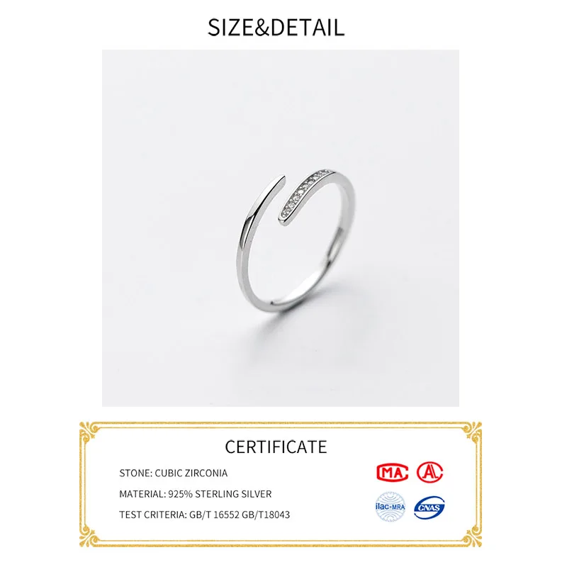 INZATT Real Argint 925 Geometrie Zircon Inel Reglabil Pentru Femei de Moda de Petrecere Drăguț Bijuterii Fine Minimalist Accesorii