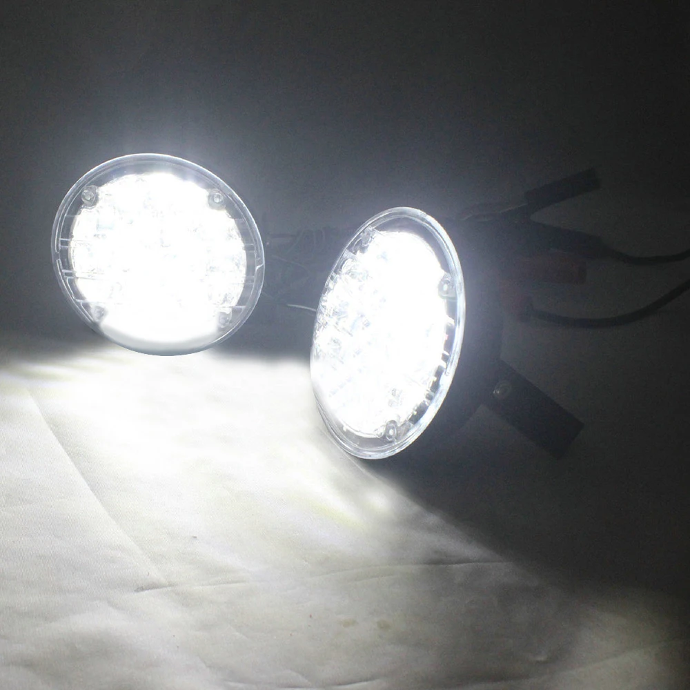 Alb 12V, 18 LED DRL Rotunde de Zi de Funcționare Auto Lumina Lămpii de Ceață Lampa de Conducere pentru Camion, SUV, ATV-uri Motociclete Biciclete Ansamblului Lămpii de Ceață