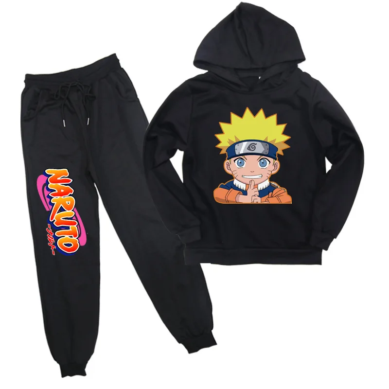 Naruto seria tipărite copii haine copii tricou + pantaloni set cu picioare subțiri hanorac casual pantaloni set
