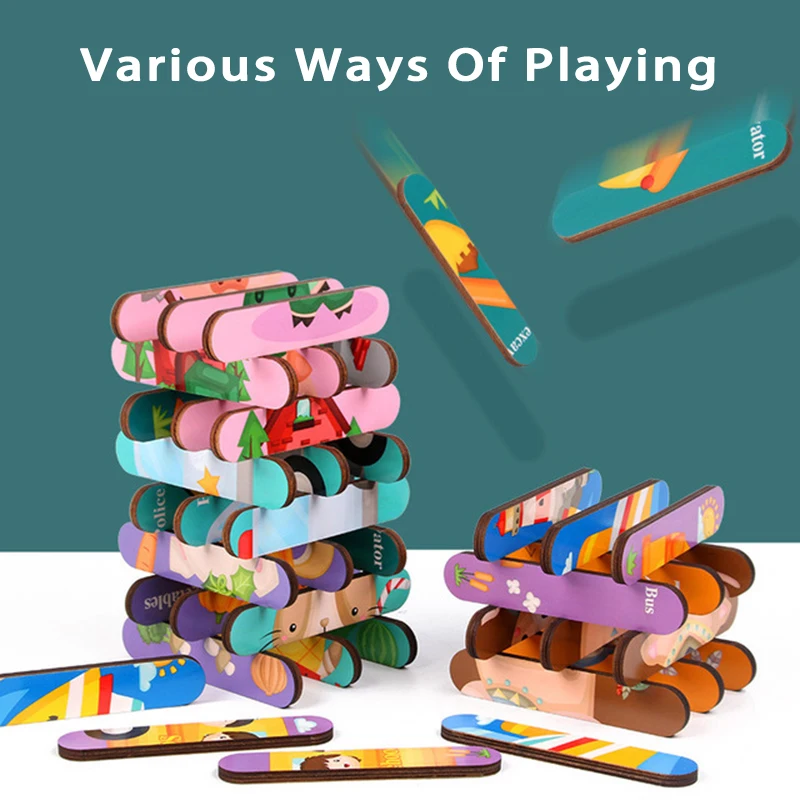 Copilul din Lemn-verso Puzzle-uri de Creativitate Benzi Forma Spun Povestea Stacking Puzzle 3D Puzzle Jucarii Educative pentru Copii
