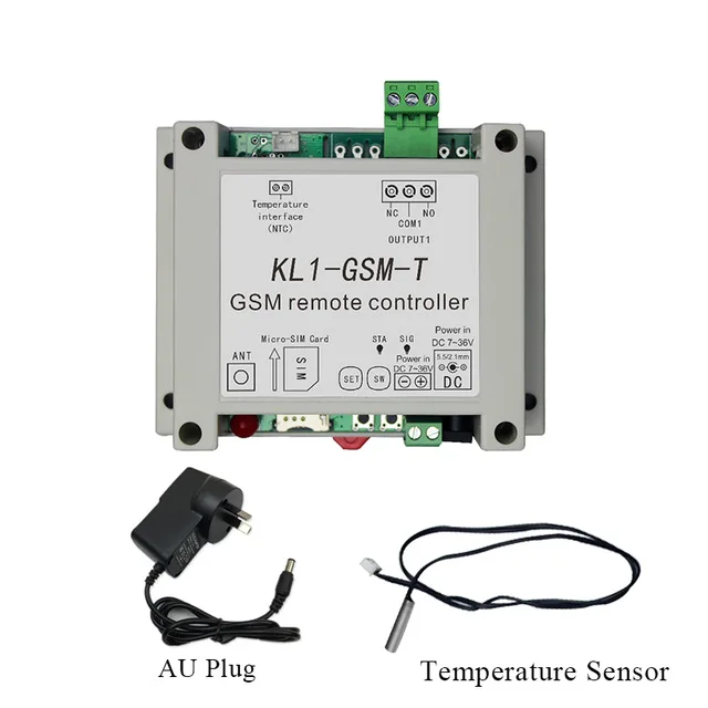 7-36VDC Quad band 850/900/1800/1900 mhz GSM Modulul 1 releu de control de la Distanță GSM Switch KL1-GSM-T Cu 1meter senzor de temperatură