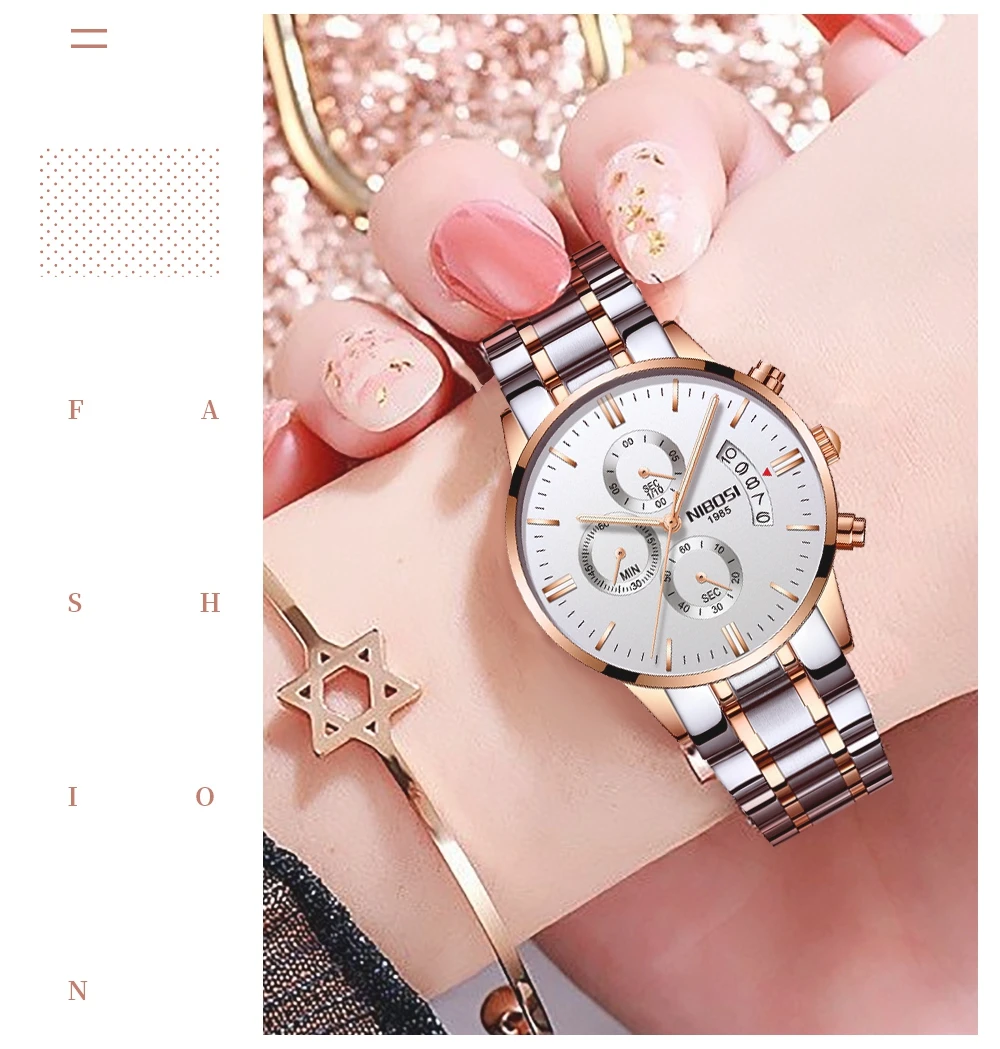 NIBOSI Femei Casual Impermeabil Ceas, Calendar Unic de Cuarț de Afaceri Rochie Ceasuri pentru Femei de Aur Lady Ceas Relogio Feminino