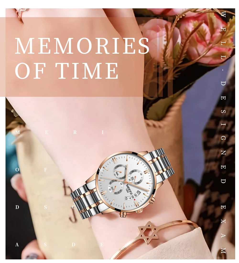 NIBOSI Femei Casual Impermeabil Ceas, Calendar Unic de Cuarț de Afaceri Rochie Ceasuri pentru Femei de Aur Lady Ceas Relogio Feminino