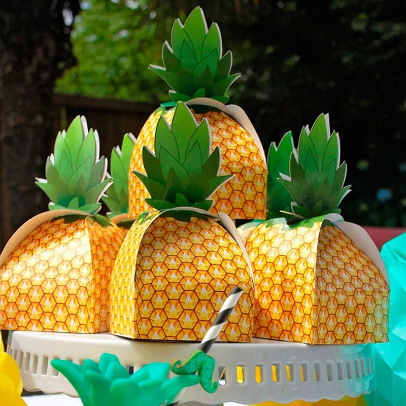 10buc Ananas Cutie de Bomboane Tutti Frutti Hawaii Party Tropical Cutii de Cadouri Nunta pe Plaja Petrecere Decoratiuni Consumabile