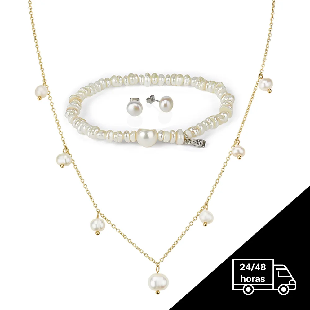 Bratara, set de bijuterii, colier de perle și cercei-naturale de cultură de apă dulce pearl bijuterii-cadouri pentru femei