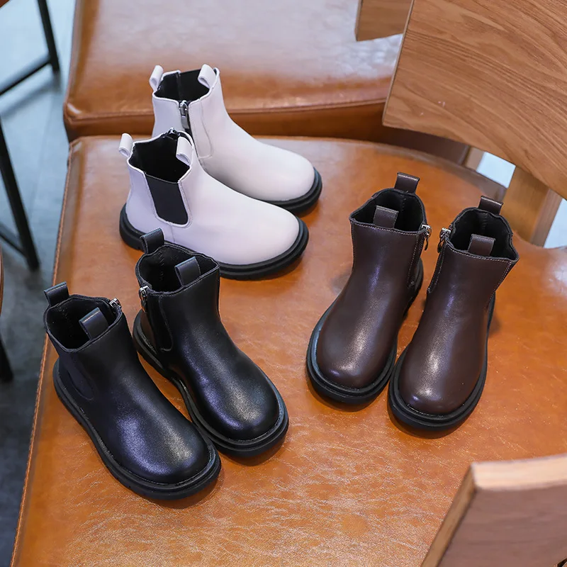 Fete din Piele Cizme Baieti Pantofi de Primavara Toamna PU din Piele Copii, Cizme de Modă de Culoare Solidă Copii Martin Boot SM117