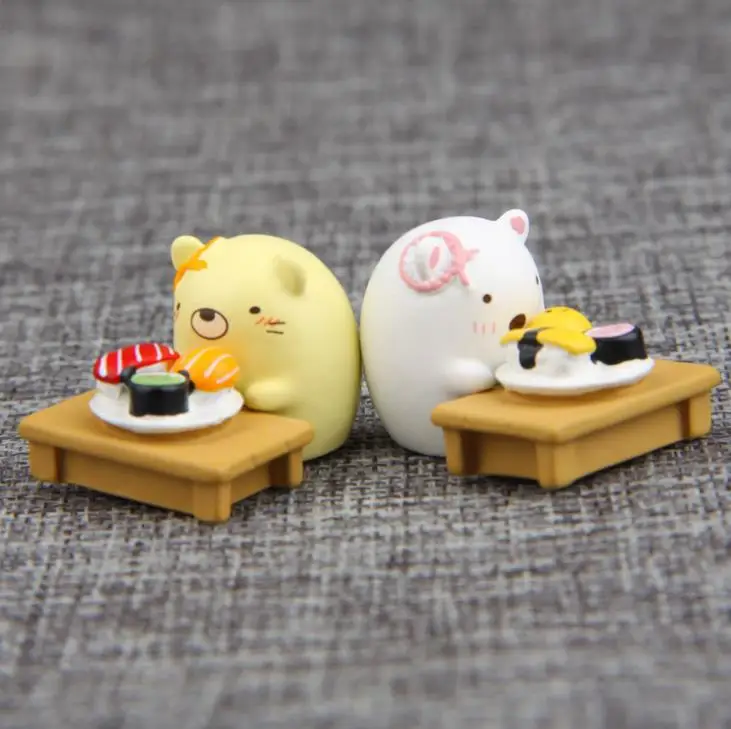 2 Buc/set Minunat Anime Sumikko Gurashi Sushi Bear Cat Iubitorii de produse Alimentare Delicioase Cifre, Jucării, obiecte de Artizanat Decor pentru copii Cadouri