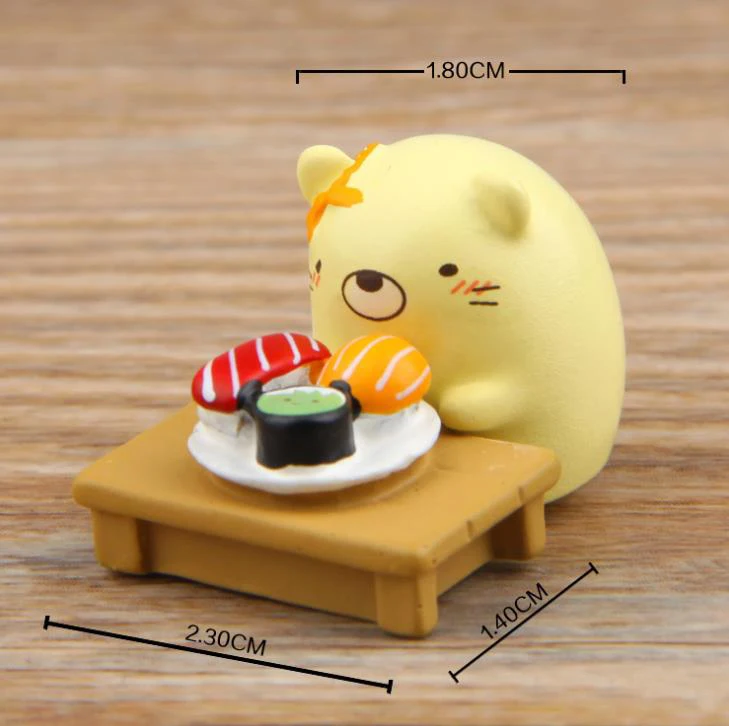 2 Buc/set Minunat Anime Sumikko Gurashi Sushi Bear Cat Iubitorii de produse Alimentare Delicioase Cifre, Jucării, obiecte de Artizanat Decor pentru copii Cadouri