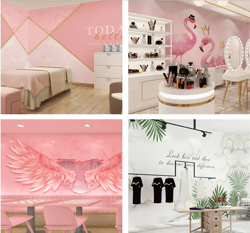Xuesu flamingo Roz tapet lapte de magazin de ceai salon de frumusețe, magazin de tatuaj de perete care acoperă live net fundal roșu perete tapet personalizat