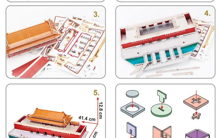Faimosul clădiri Tiananmen Miniaturi Puzzle 3D DIY Creative Cărămizi jucării China Clădiri vechi Modelul