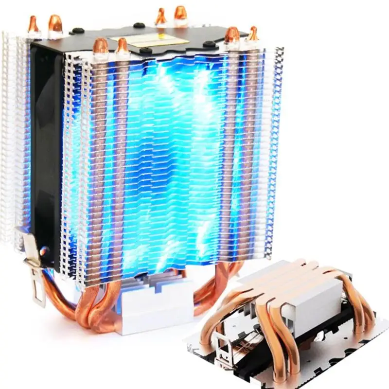 CPU Cooler Fan 4 Heatpipe Radiator LED Albastru Hidraulice Poartă Liniștită 3pin CPU Cooler Ventilator Radiator pentru procesor Intel LGA1156/1155/1150