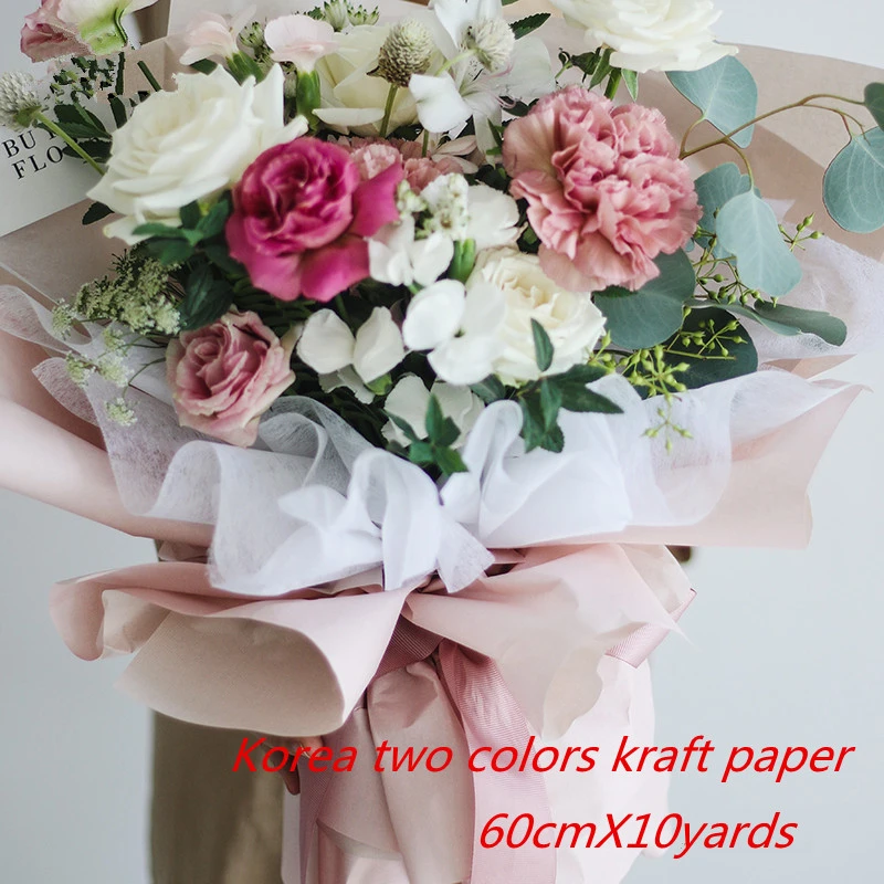 60cm X 10yards Două Culoare Kraft Rola de Hârtie DIY Hârtie de Ambalaj Cadou Ambarcațiuni Florar Provizii de Flori Decor Origami Papier Album