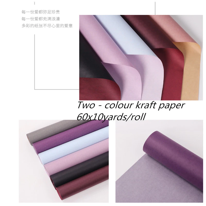 60cm X 10yards Două Culoare Kraft Rola de Hârtie DIY Hârtie de Ambalaj Cadou Ambarcațiuni Florar Provizii de Flori Decor Origami Papier Album