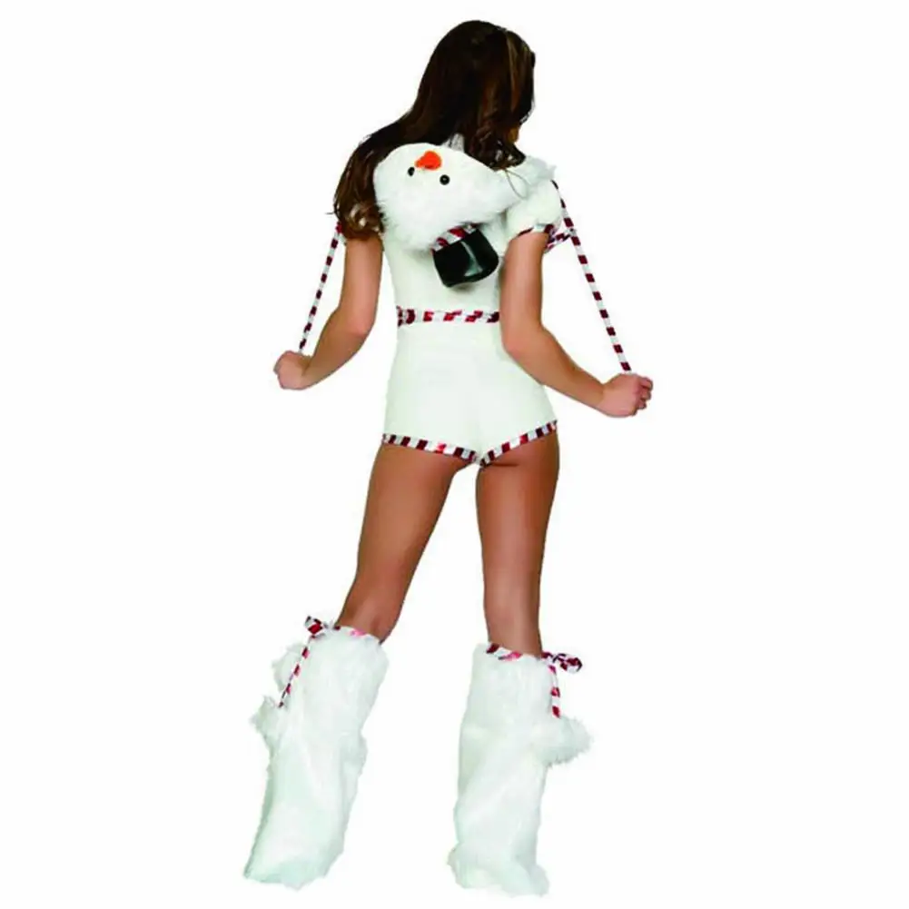 Zăpadă De Crăciun Penguin Joc De Rol Costume Albe Moș Crăciun Cu Gluga-O Singură Bucată Fusta Rochie Adult Machiaj Joc De Rol Cu Piciorul Protector