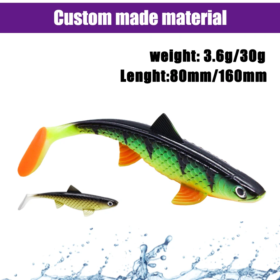 30g/160mm Plastic Moale Momeli de Pescuit Worm Ochii 3D T-Coada Artificiala silicon de Mare momeala de Pescuit Știucă Mare de Cauciuc Momeala Păstrăv