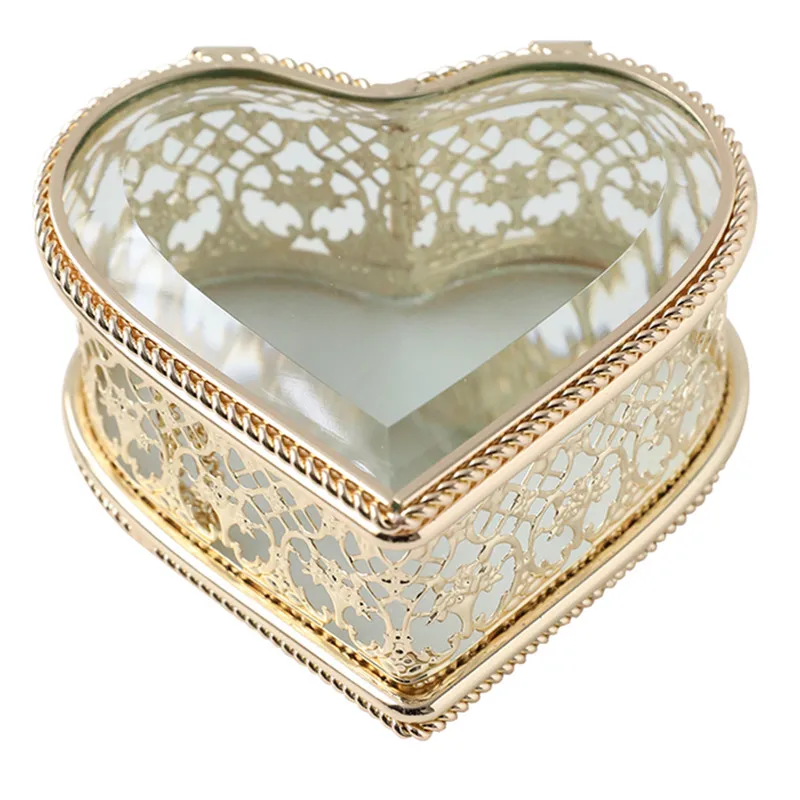 Inima De Diamant Cutie De Sticlă, Bijuterii Din Aur Organiza Titularul Inel Colier Bratari Accesorii De Depozitare Acasă Decor De Masă Container