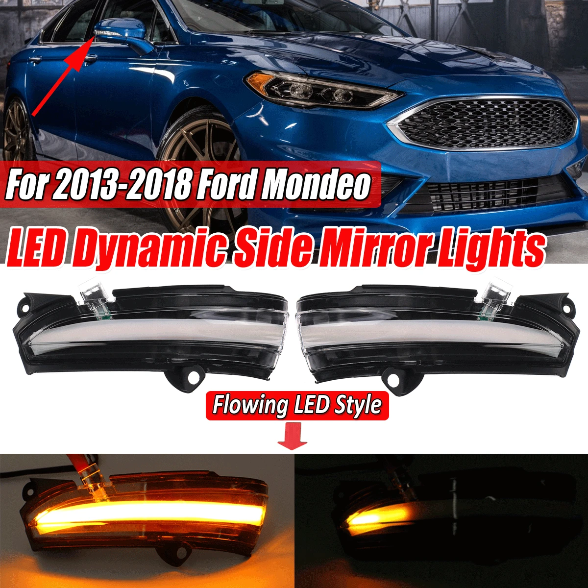 2 buc Auto Dinamic Secvențială LED Lămpile de Semnalizare Laterale Lumini Oglindă semnalizator Pentru Ford Pentru Mondeo Pentru Fuziune 2013-2018