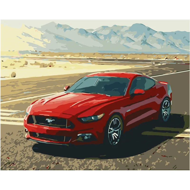 Pictura De Numere DIY Dropshipping 40x50 50x65cm Roșu rece Ford Mustang Încă de viață Panza de Nunta de Decorare Arta de imagine Cadou