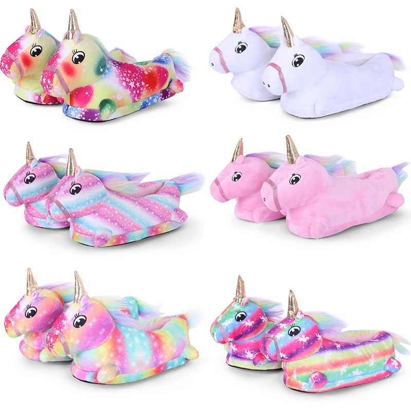 Kigurumi Papuci De Casă Băieți Fete Copii Onesie Pijamale Acasă Pantofi Copii Desene Animate Unicornul Alb Roz Papuci Cald Iarna Gheare De Animal