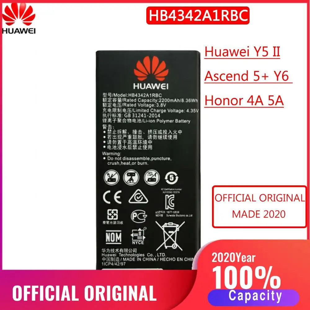 HB4342A1RBC Original, Acumulator Pentru Huawei Y5II Y5 II Ascend 5+ Y6 Onoare 4A SCL-TL00 Onoare 5A LYO-L21 Înlocuirea Bateriilor Bateria