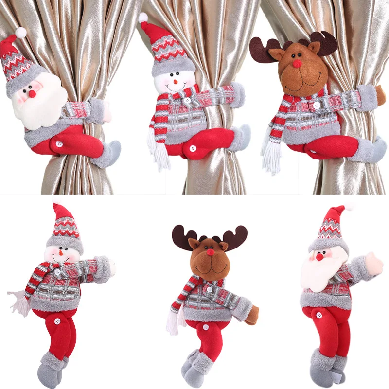 1P Crăciun Decoratiuni interioare Papusa Raindeer om de Zăpadă Moș Crăciun Cortina Catarama Cadou de Anul Nou Fereastra decor de Crăciun Ornament