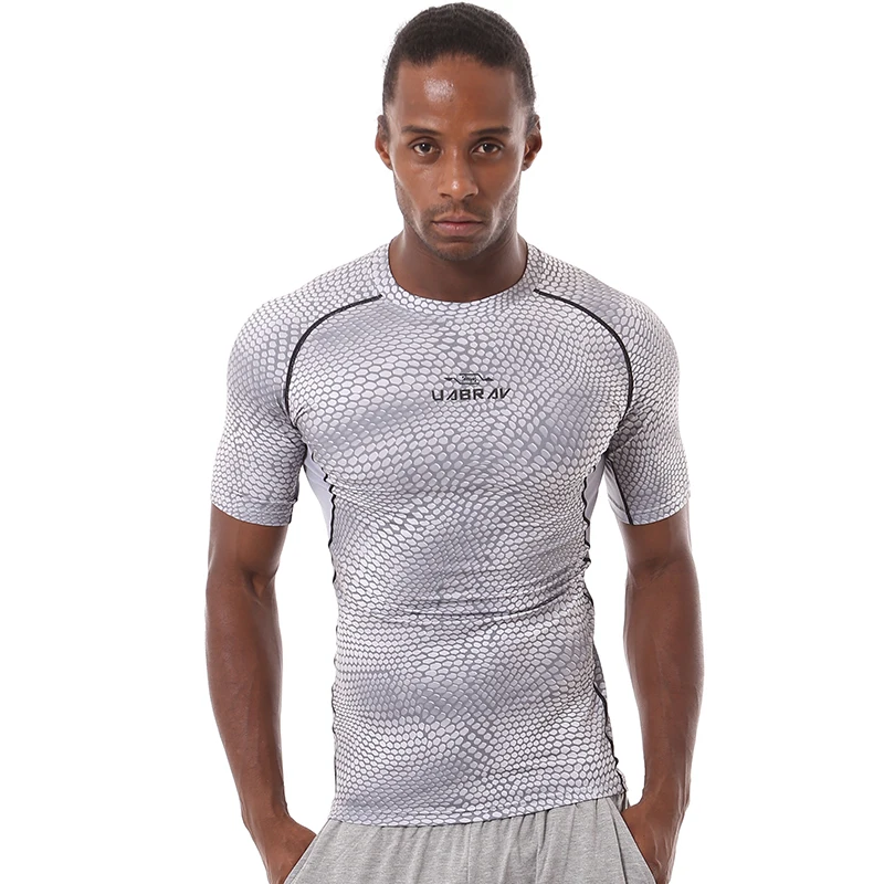 A977-Antrenament fitness barbati tricou maneca Scurta barbati termică musculare culturism purta compresie Elastică Subțire exercițiu de îmbrăcăminte