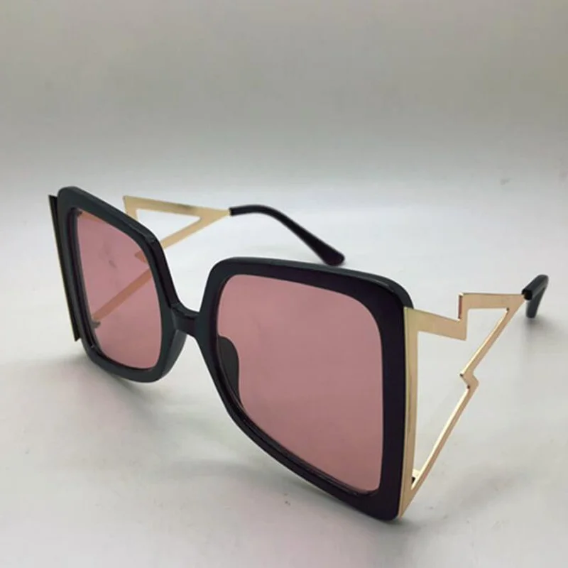 Moda Supradimensionat ochelari de Soare Femei Vintage Marca Negru Roz Ochelari de Soare ochelari de Soare Patrati Femei Bărbați Metal Albine Picioare Nuante UV400
