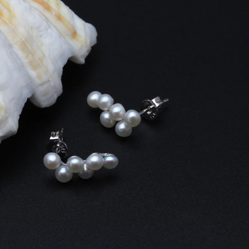 Naturale de apă dulce Pearl Cercei pentru Femei,Adevarata Perla Cercei Stud Muilt Margele S925 Argint, Bijuterii de Mireasa Cercei