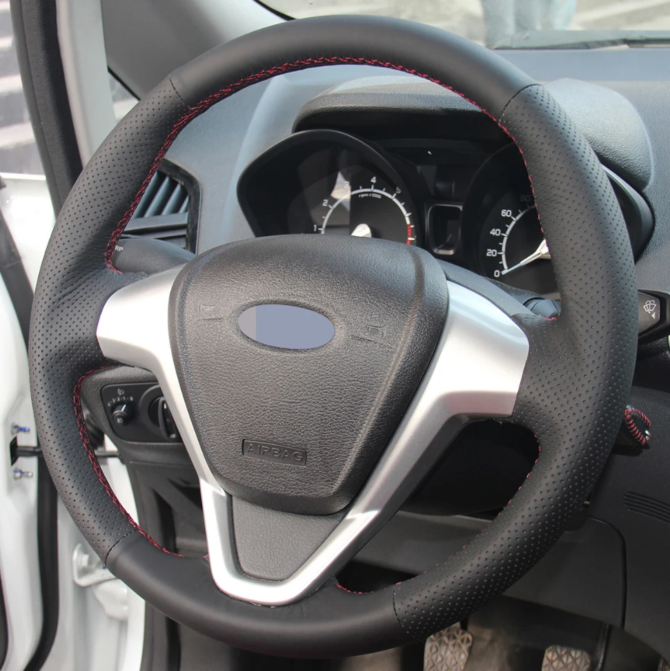 DIY de Mână-cusute Negru Piele Artificiala Masina Capac Volan pentru Ford Fiesta 2009-2013 EcoSport 2013