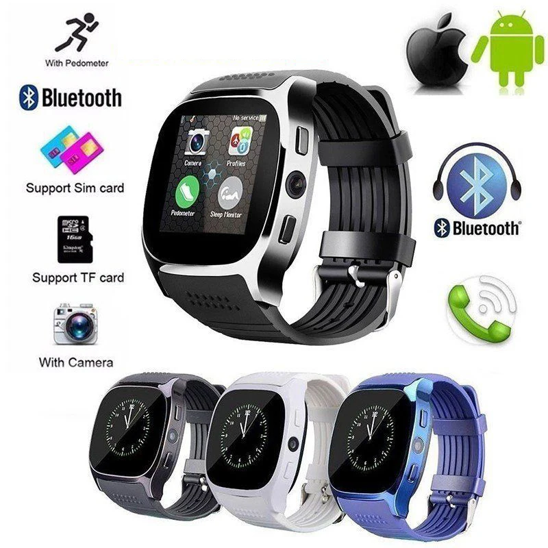 Sport Sănătate Ceas Inteligent Camera Bluetooth T8 Pedometru GSM SIM Sport Fitness Impermeabil Ceas Pentru IPhone Samsung Huawei