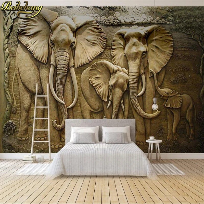 Beibehang fotografie pictura murala mare tapet de jungla Tropicala elefant 3D perete peisaj decorativ 3D hârtie de perete animale fundal TV