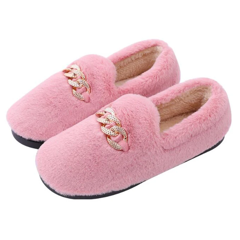 COVOYYAR 2019 Iarna Pufos Femei Pantofi de Moda Lanț de Blană Cald Pantofi Plat Femeie Papuci de Interior de Cauzalitate Acasă Pantofi de damă WFS4000