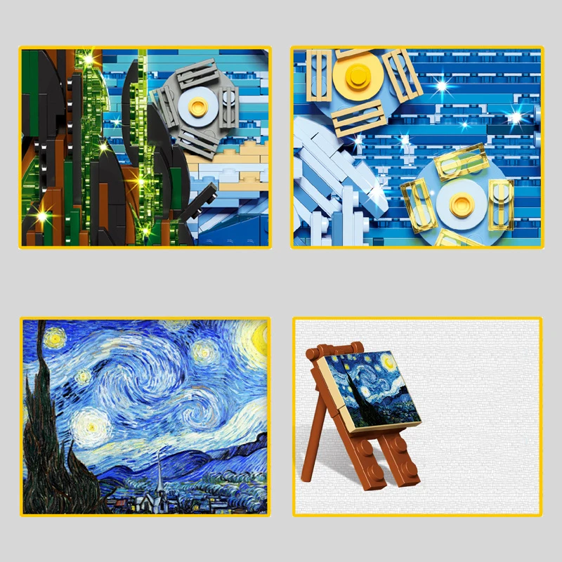 BuildMoc Prieteni Pentru Fata Pixel de Artă Mozaic Pictura Seturi MOC Van Gogh Cifre Noapte Înstelată Blocuri Caramizi Prietenii Jucarii