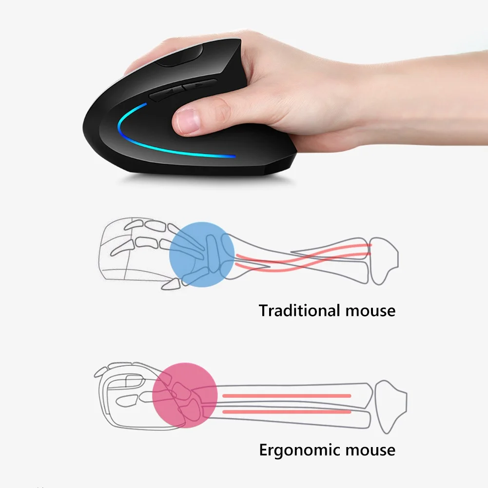 H1 Ergonomic Vertical 2.4 G Wireless Reglabil 2400 DPI Mouse de Gaming Mice pentru PC Mouse-ul fără Fir Vertical Mouse Optic Ergonomic