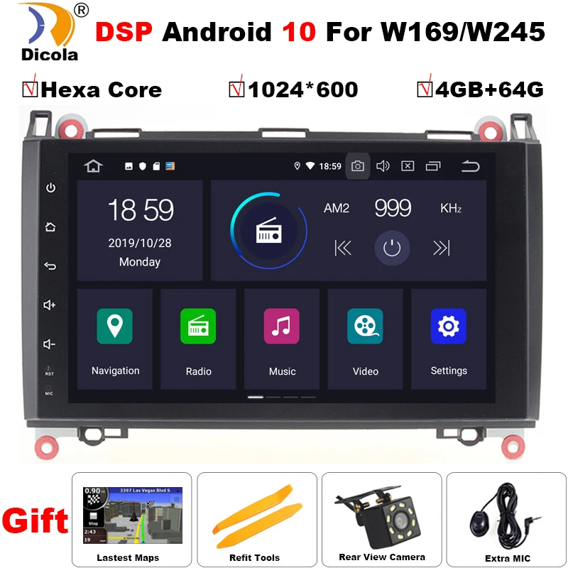 PX6 DSP Android 10 Car DVD Player Pentru Mercedes Sprinter Vito Viano W639 B200/B-class/2006-W169 W245/B170/W209/GPS, AutoRadio