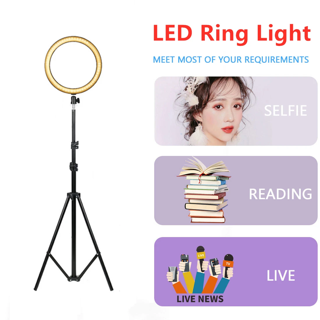 Estompat LED Lumină Inel Video de Fotografie Umple de Lumină Selfie Inel de Lampa cu Suport de Telefon Trepied Suport pentru Live Makeup Youtube