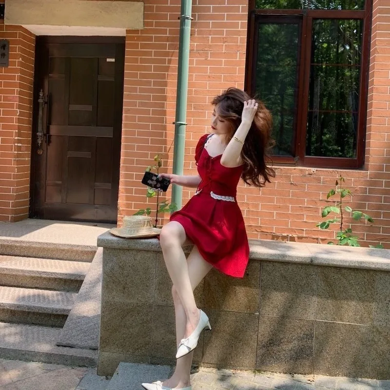 Puff Maneca Talie Mare Rochie Retro Femei Pătrat Guler a-line Rochie Lungă de Vară 2020 Nou Elegante Haine de sex Feminin Stil coreean