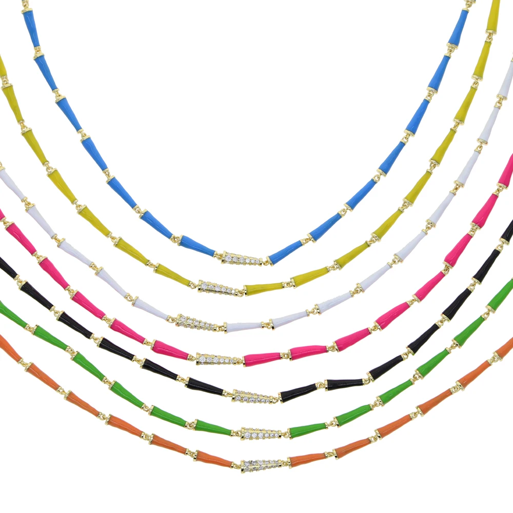 Candy Neon colorate femei bijuterii din Aur de culoare geometrice spike margele link-ul lanț cravată colier guler