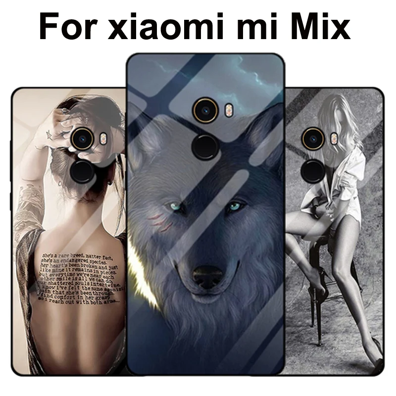 Pentru xiaomi mi Mix-Mix1 cazul de fata lup Sticla Silicon TPU Cadru de Sticlă Greu Capacul din spate MiMix mi se Amestecă 1 coajă de Cazuri de telefon