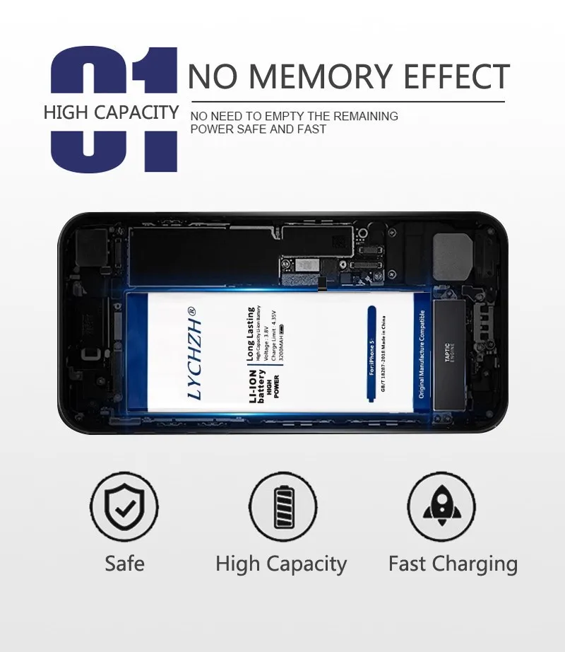 Nou Clasa AAA baterie de Telefon Pentru iPhone 5 Inlocuire baterie built-in baterie cu litiu acumulator de înaltă calitate pentru iPhone 5