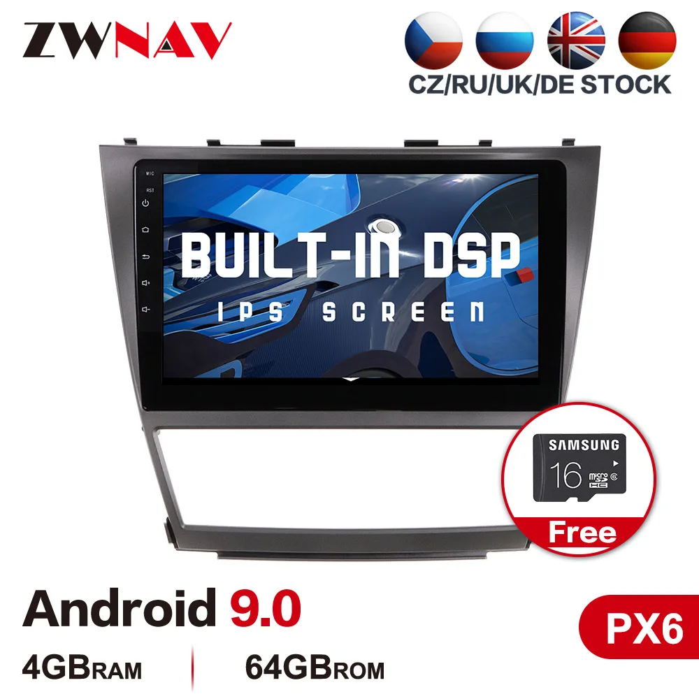 PX6 4+64G Android 9.0 Mașină player Multimedia Pentru Toyota Camry 2006-2011 radio auto stereo GPS navi touch screen unitate cap hartă gratuită
